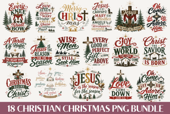 Christian Christmas PNG Bundle: Elevate Your Editorial Design