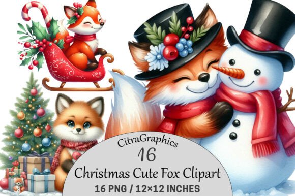 Christmas Cute Fox Sublimation Clipart and Illustrations Review