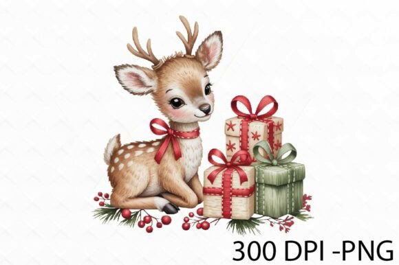 Christmas Deer with Gift Png Design: A Seller’s Review for Illustrations
