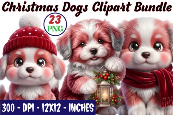 Christmas Dogs Clipart Bundle for Illustrations