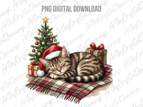 Christmas Holiday Tabby Cat Pet PNG Review for Illustrations