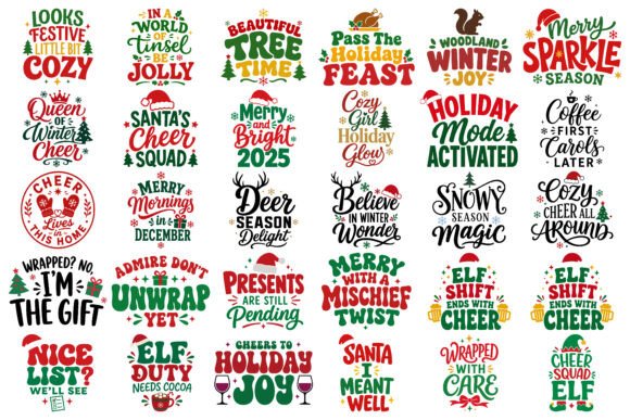Christmas Holiday Typography SVG Bundle: Illustrations for Digital Sellers