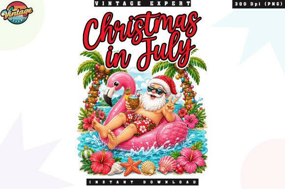 Christmas in July Santa Flamingo Float: Illustrations Review