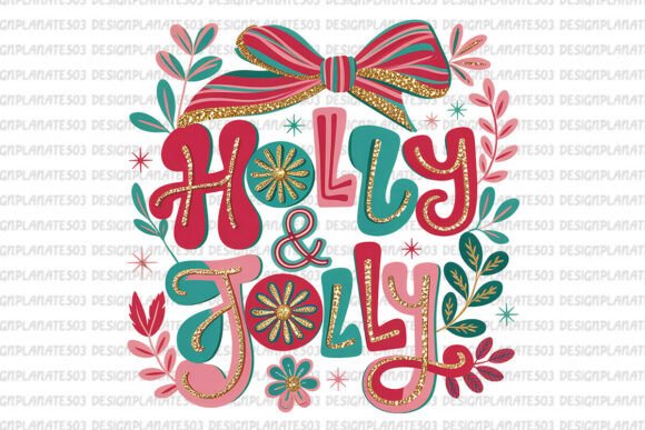 Christmas Png Glitter Holly Jolly Png Review for Commercial Illustrations