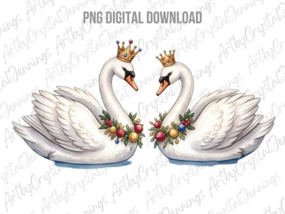 Christmas Swans Watercolor PNG: A Designer’s Review for Seasonal Illustrations
