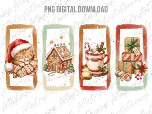 Cute Christmas Holiday Brushstroke PNG Review for Illustrations