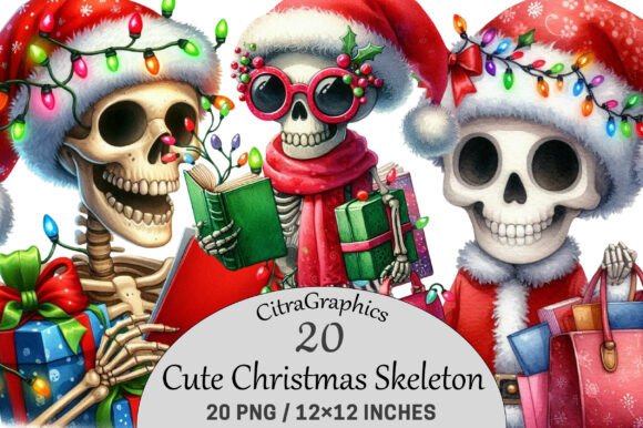 Cute Christmas Skeleton PNG Clipart: A Designer’s Review for Holiday Illustrations