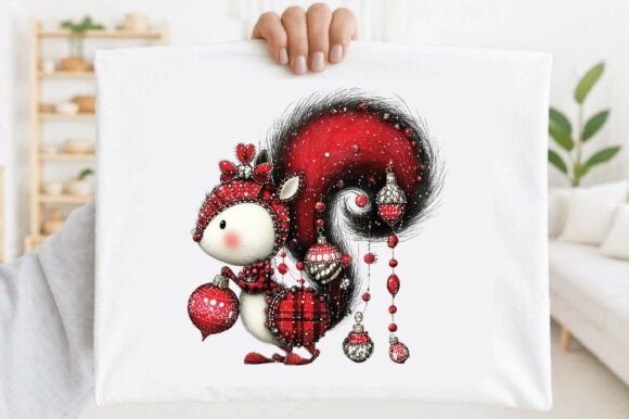 Cute Christmas Squirrel with Red Illustrations Review