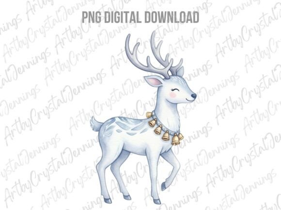 Cute Watercolor White Christmas Deer Illustration for Local Business Branding