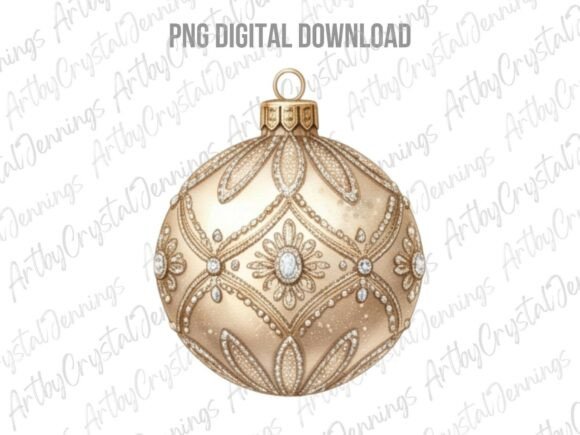 Gold Christmas Ornament Clipart PNG for Holiday Design Projects