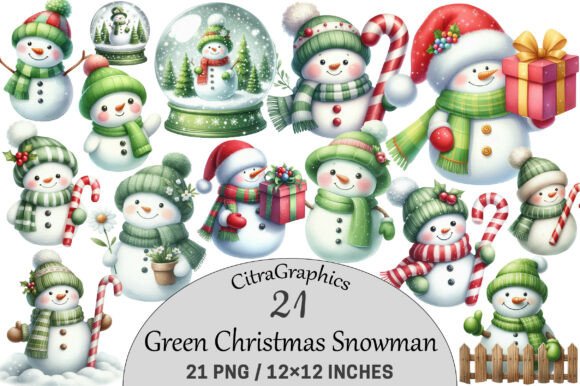Green Christmas Snowman Clipart PNG Review for Illustrations