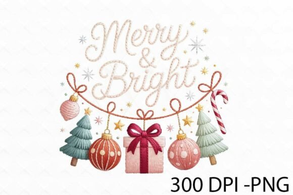 Merry and Bright Christmas Png Design for Marketing and Branding