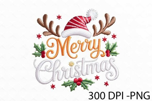 Merry Christmas Embroidery Png Design: A Festive Graphic Asset for Marketers