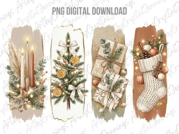 Neutral Boho Christmas Brushstroke PNG: A Designer’s Take on Seasonal Illustrations
