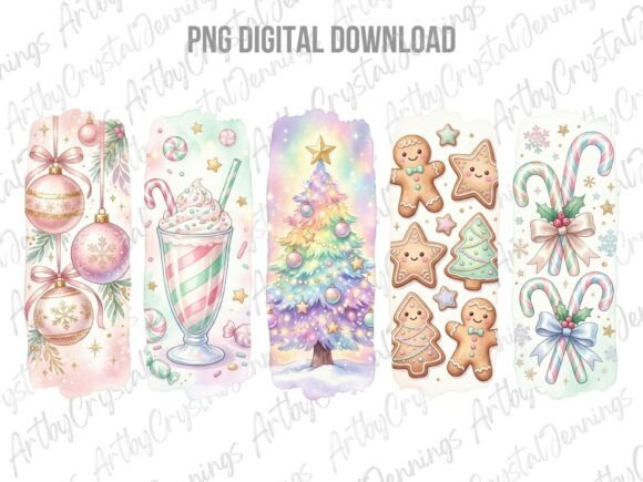 Pastel Christmas Brushstrokes PNG for Illustrations