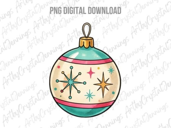 Retro Christmas Ornament PNG: A Nostalgic Illustration for Seasonal Branding