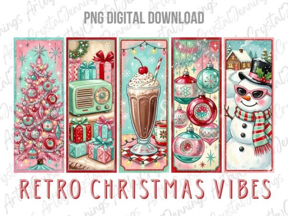 Retro Christmas Vibes Brushstroke PNG for Illustrations