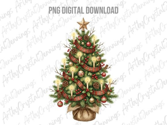 Rustic Christmas Tree Clipart PNG: A Versatile Illustration for Seasonal Content