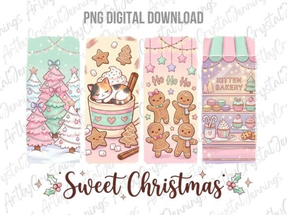Sweet Christmas Pastel Brushstrokes PNG: Illustrations for Branding