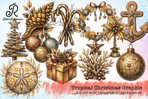 Tropical Christmas Graphic Clipart: A Festive Illustration for Unique Design Projects