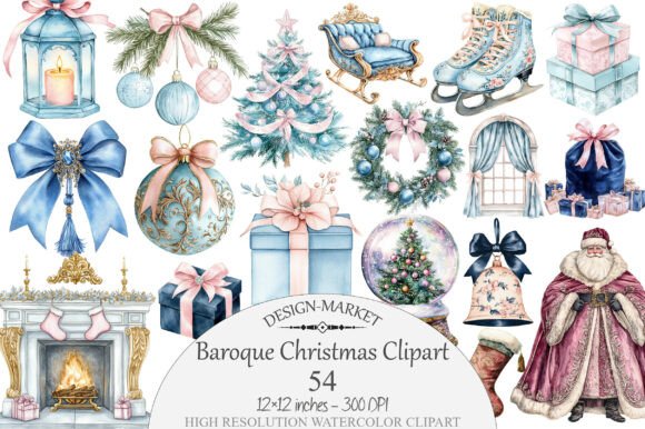 Watercolor Baroque Christmas Clipart Review for Real Embroidery Projects