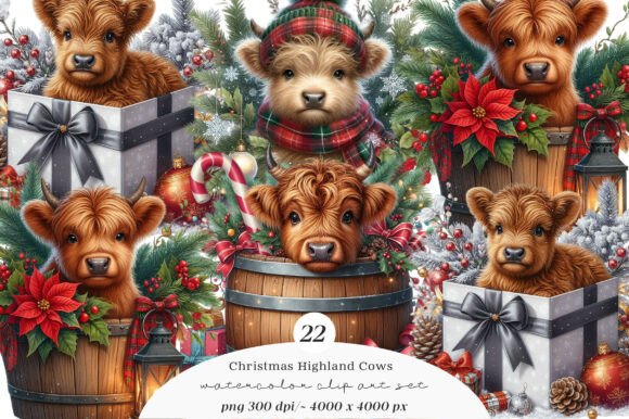 Watercolor Christmas Highland Cows Png: A Review for Modern Illustrations