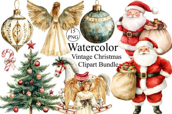 Watercolor Vintage Christmas Illustrations Review