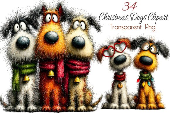 Whimsical Christmas Dogs Clipart Review