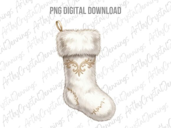White Christmas Stocking Clipart PNG for Illustrations