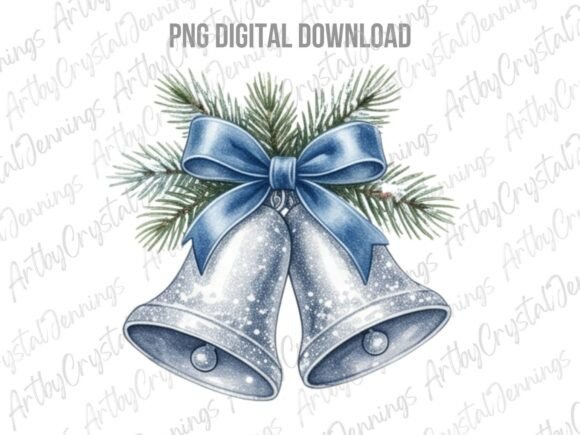 Winter Christmas Silver Bells PNG: A Festive Illustration for Local Business Branding